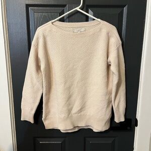 LOFT Women's Soft Cream Crew Neck Sweater